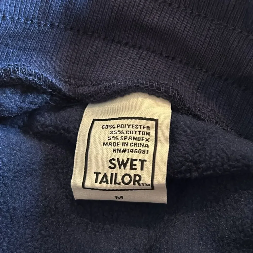 NEW Swet Tailor Mens Navy Blue Stretch Fleece Joggers